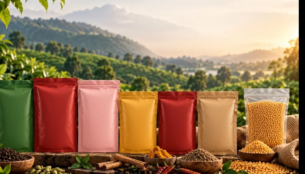 Retail pouches and pantry ingredients prepared for a partner brand
